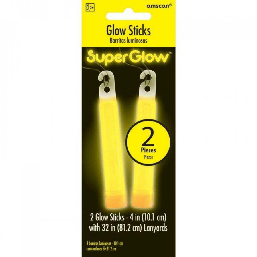 Disposable Light Sticks glow yellow 2 pk