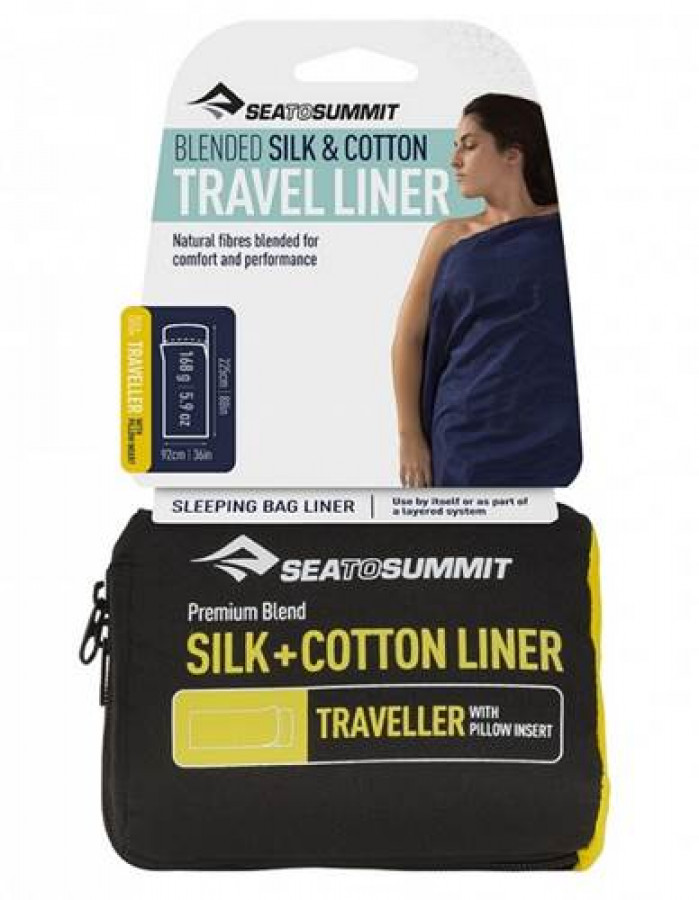 Liner silk/cotton Traveller W/Pillow navy
