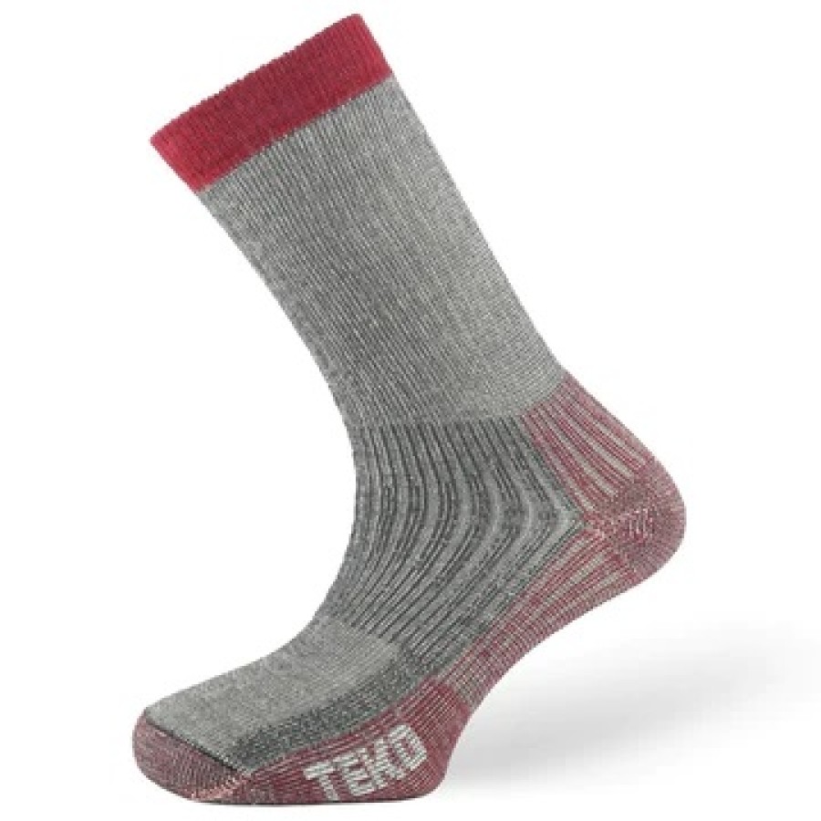 Teko ecoTREK ecoHIKE Merino Wool Trekking Socks – Heavy Cushion 4.0 Charcoal/Red