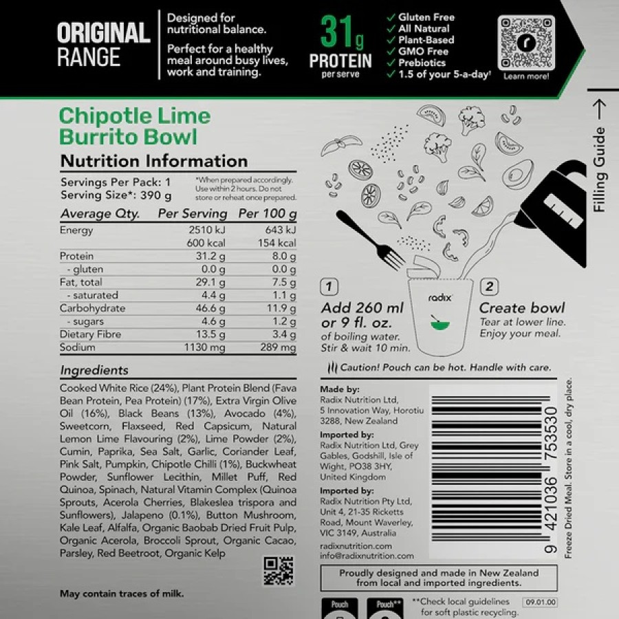 Radix Original 600 Chipotle Lime Burrito Bowl