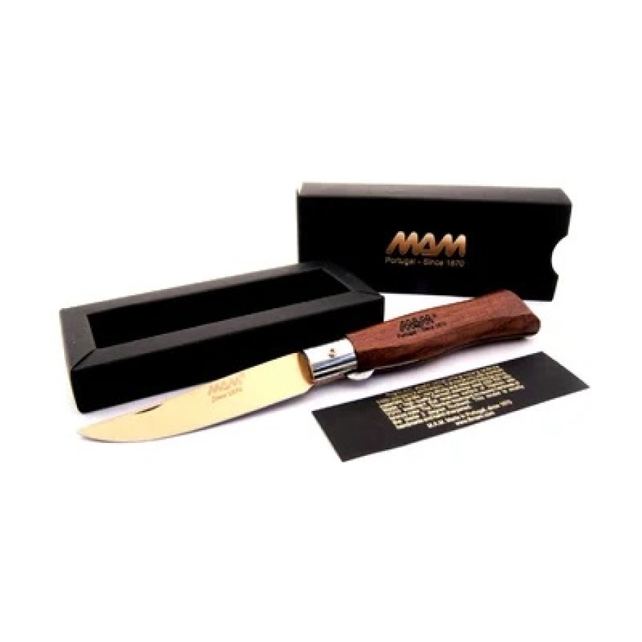 MAM 2009 90mm Stainless Steel Douro L Bronze/Titanium Treated pocket knife with blade lock (Bubinga Wood Handle)
