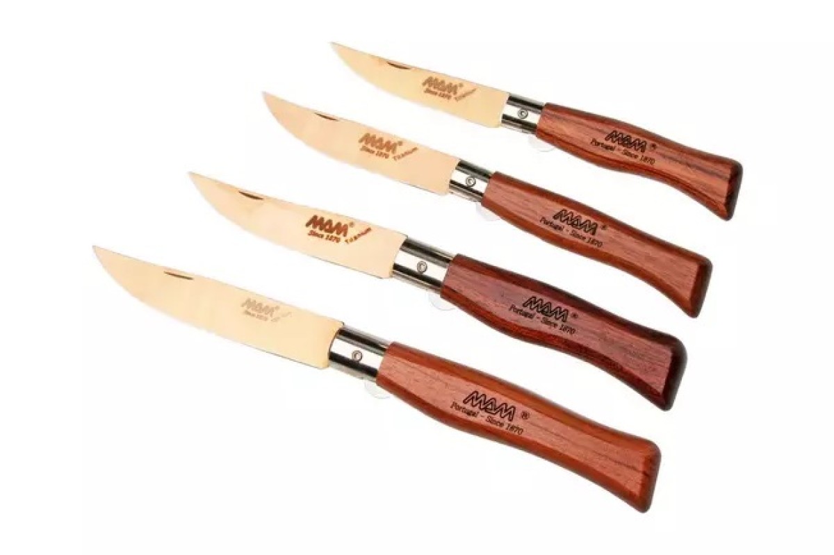 MAM 2505 Titanium Collection 2505, 4-piece pocket knife set, all knives with blade lock & wood handles